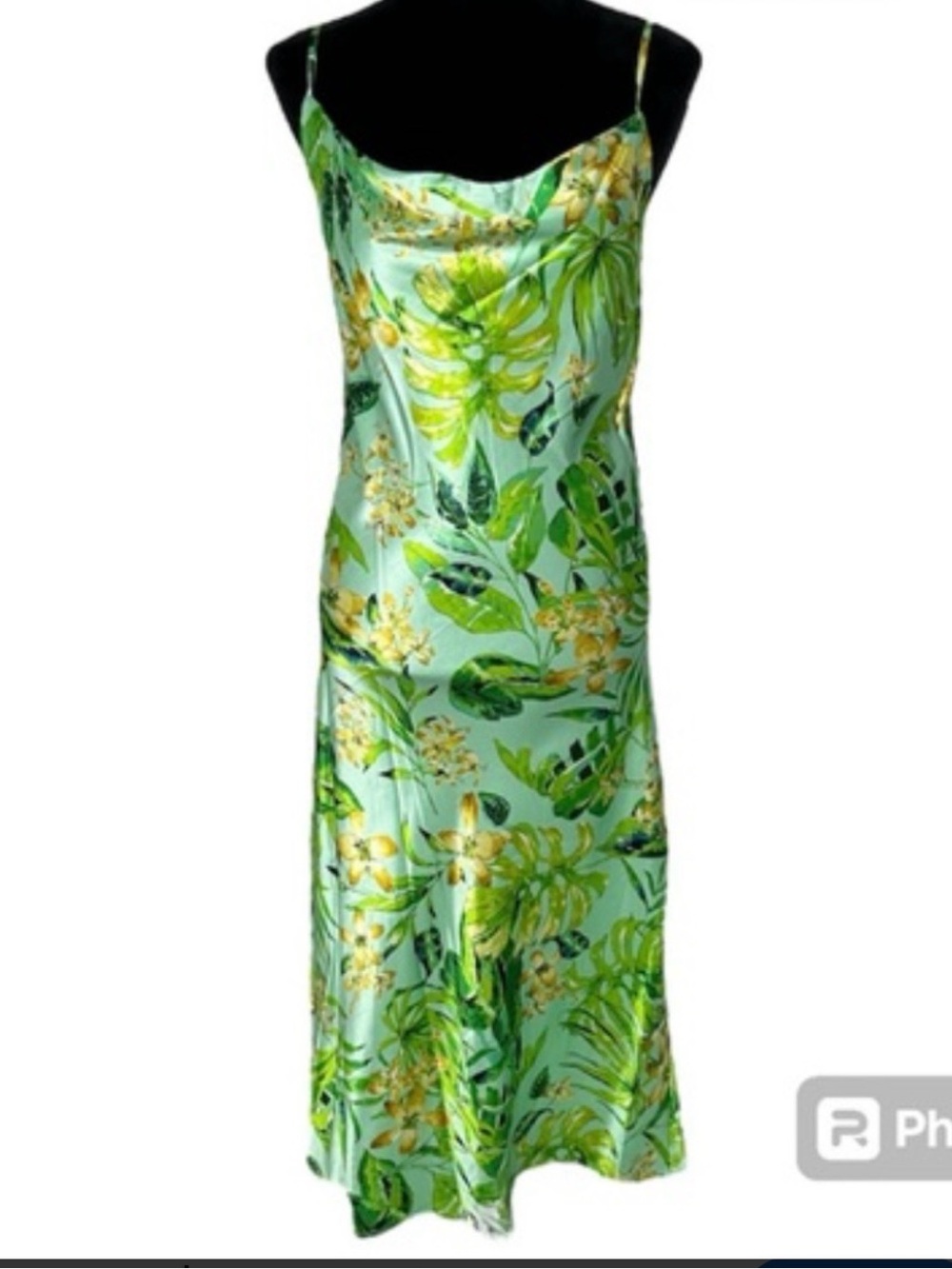 2 Slip Dresses:  Copper Leopard & Green Tropical Satin Slip Dress  XL - Picture 7 of 16